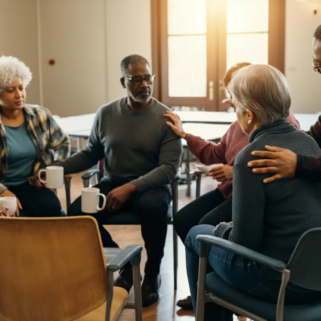 Diverse group of people connecting and supporting each other, symbolizing the importance of a strong support system in addiction recovery.