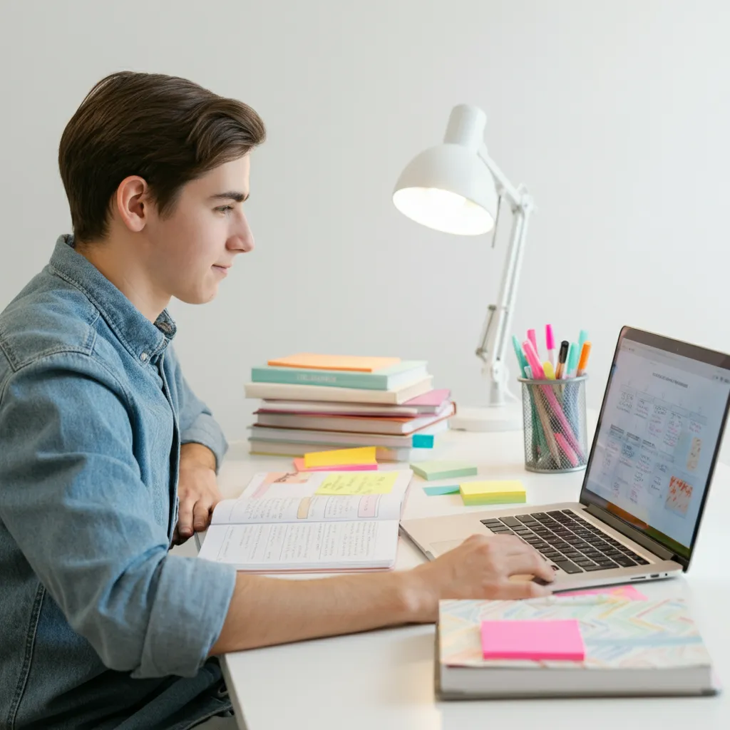 Students with ADHD learning and studying together, using laptops and books, highlighting the theme of academic success with ADHD.