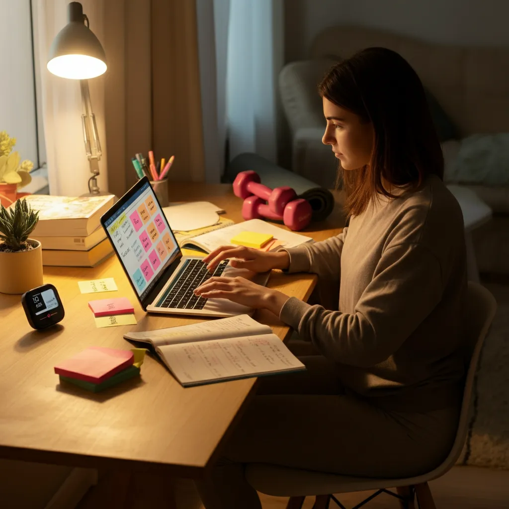 Student using ADHD homework tips like mindfulness, active breaks, the Pomodoro method, and visual cues to improve focus and concentration.