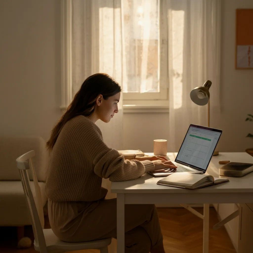 Person organizing their daily routine with a planner and tools, symbolizing effective ADHD management through lifestyle optimization.