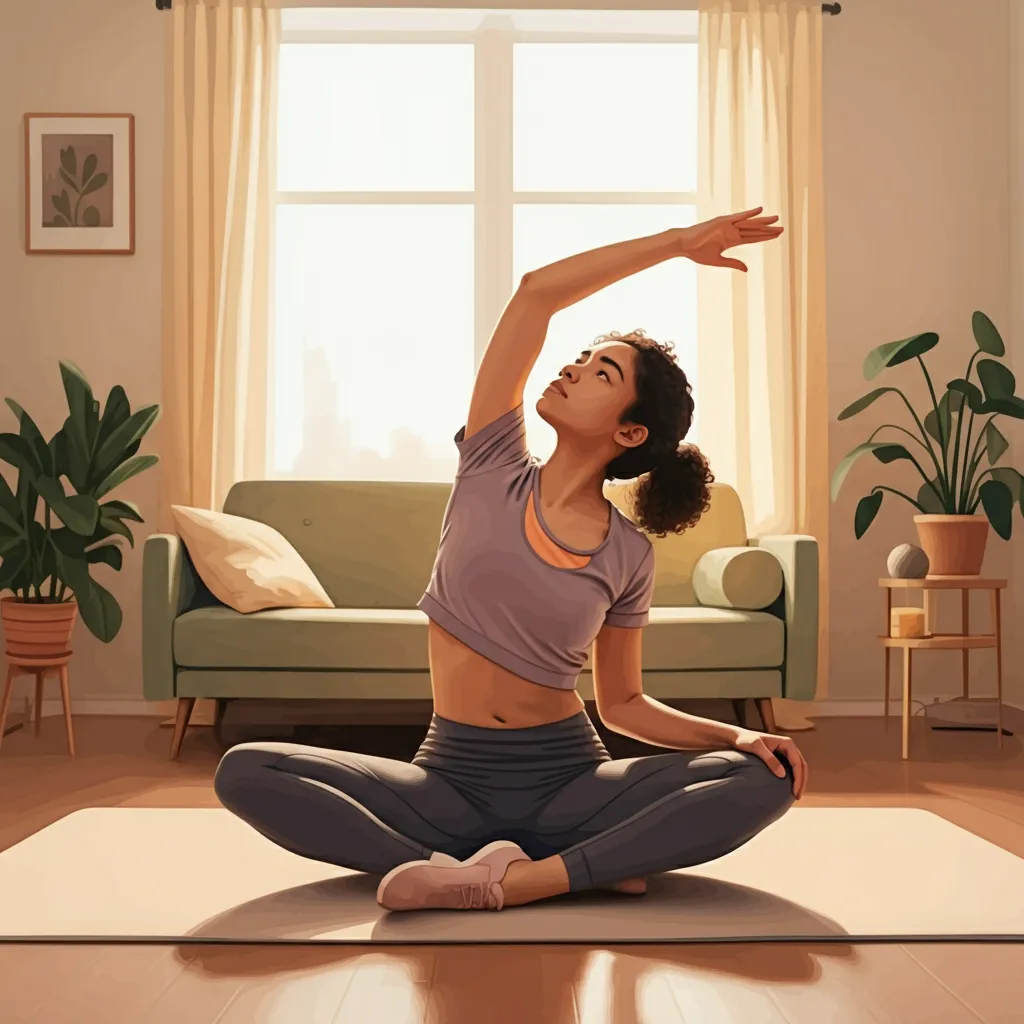 A person performing mindful morning exercises and stretches, demonstrating a healthy routine for managing ADHD.