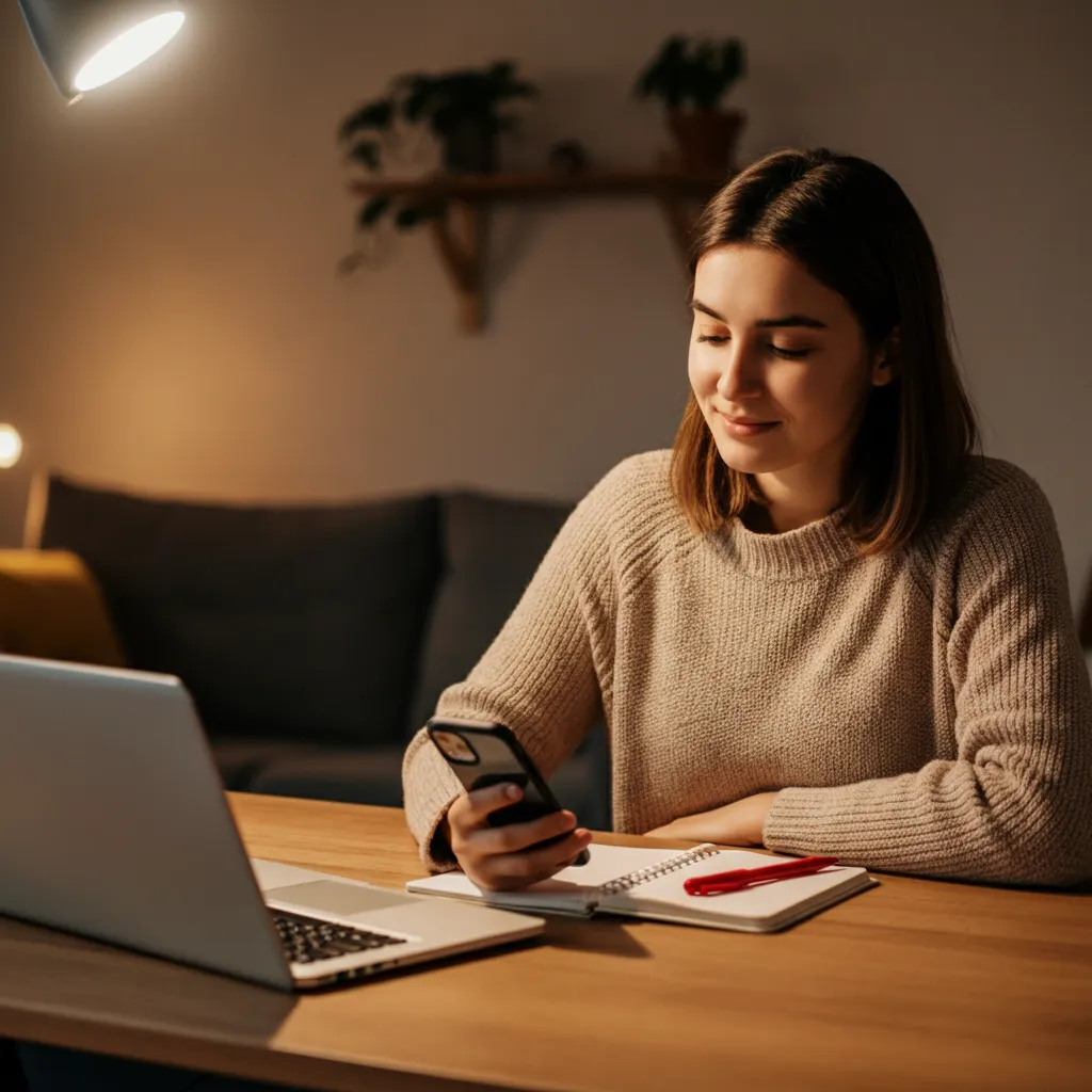 Person using phone mindfully to manage ADHD and phone addiction.