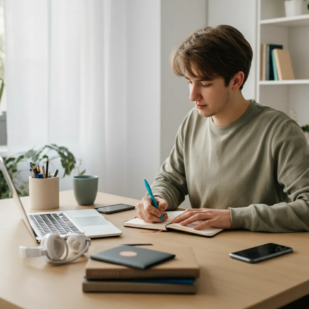 Visual representation of an ADHD work/study checklist with tips for maximizing productivity and focus.