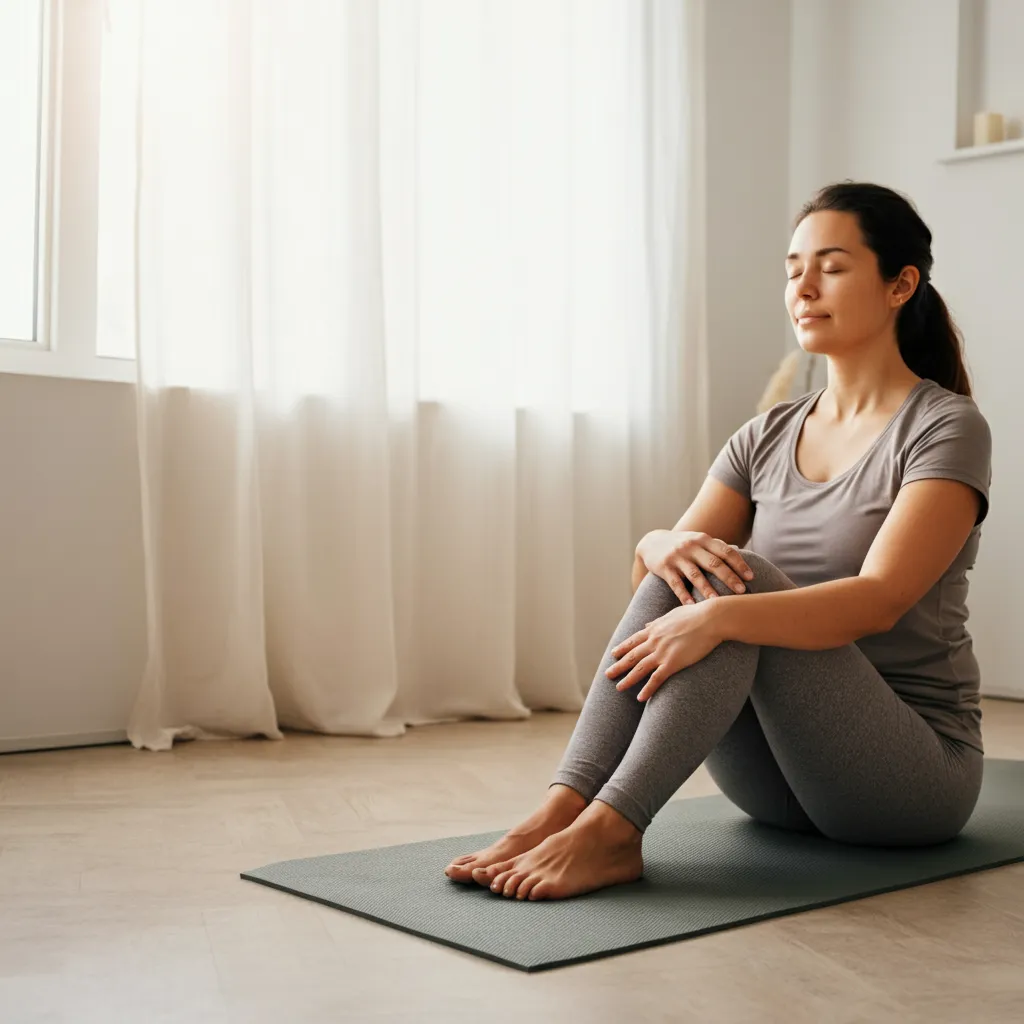 Person practicing anger management techniques, such as deep breathing or taking a break from a stressful situation.