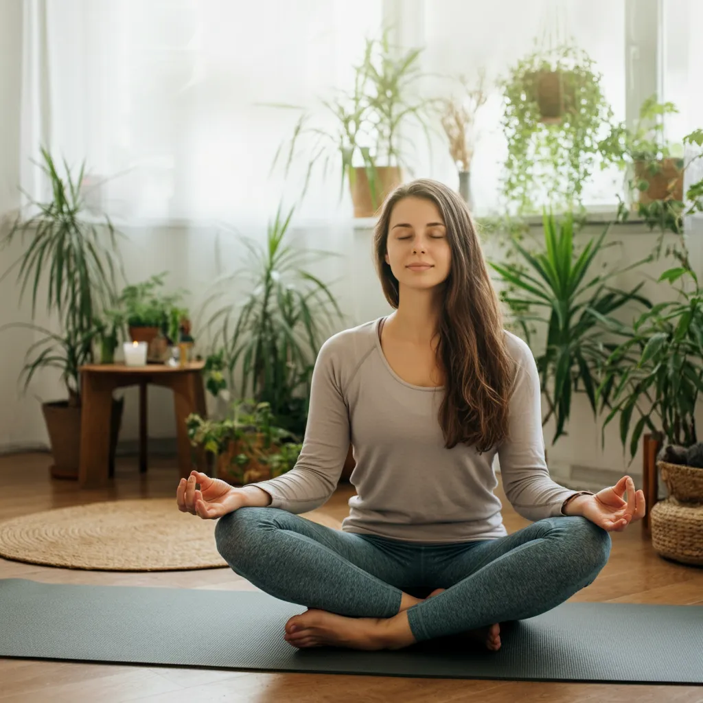 Person practicing mindfulness and deep breathing exercises to manage anger and promote emotional regulation.