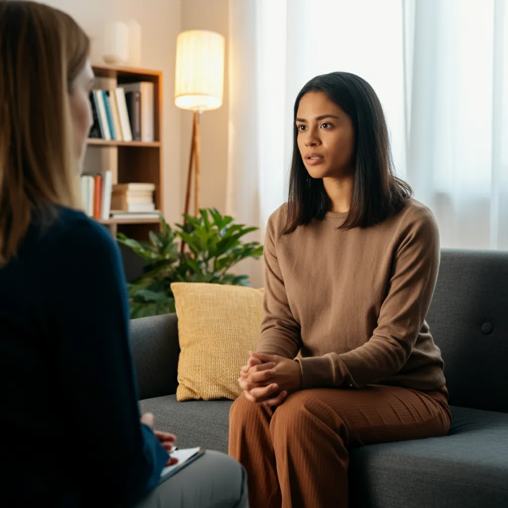 Person practicing calming techniques, such as deep breathing, to manage anger and improve overall well-being.