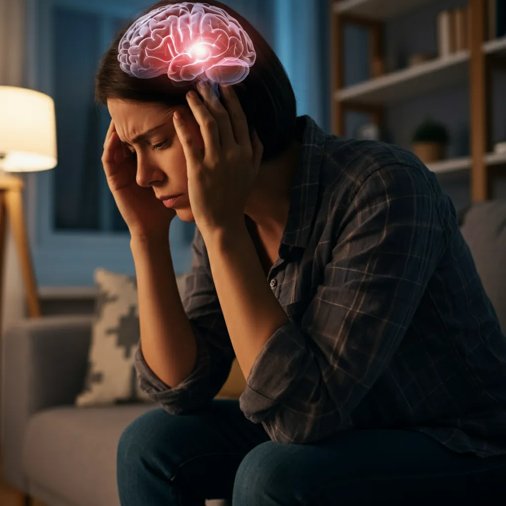 The connection between brain and body highlighting the neurological symptoms of anxiety, such as brain fog, dizziness, and tingling.