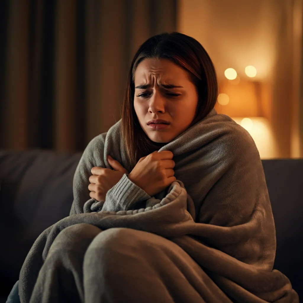 Distinguishing between chills caused by anxiety and those from illnesses like the flu or a cold.