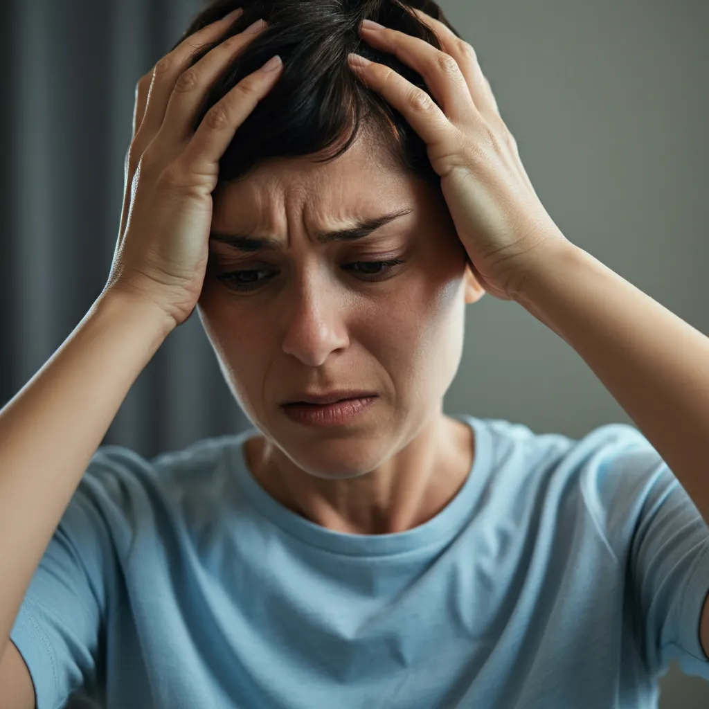 Diagram illustrating how anxiety affects the autonomic nervous system, triggering the fight-or-flight response and leading to neurological symptoms like brain fog, dizziness, and muscle tension.