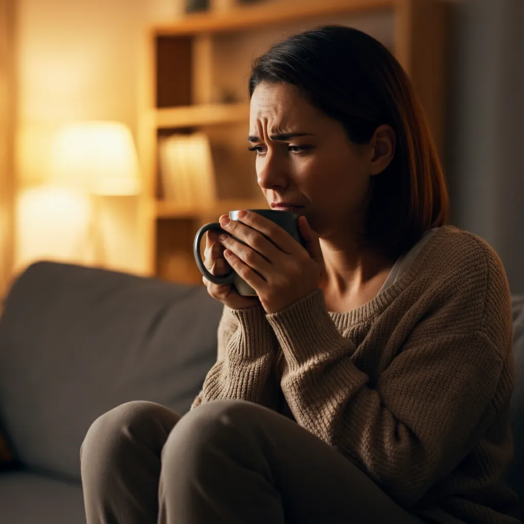 Illustration of a person experiencing teeth chattering due to anxiety, highlighting the link between mental health and physical symptoms.