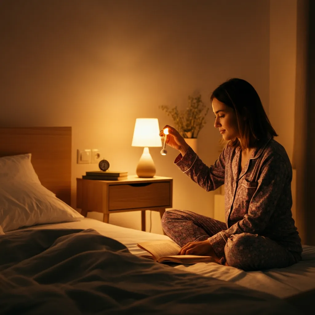 A calming bedtime routine can significantly improve sleep quality, especially for those with ADHD. This image visually represents elements of a relaxing sleep routine, such as dimming lights, mindfulness exercises, and a comfortable sleep environment.