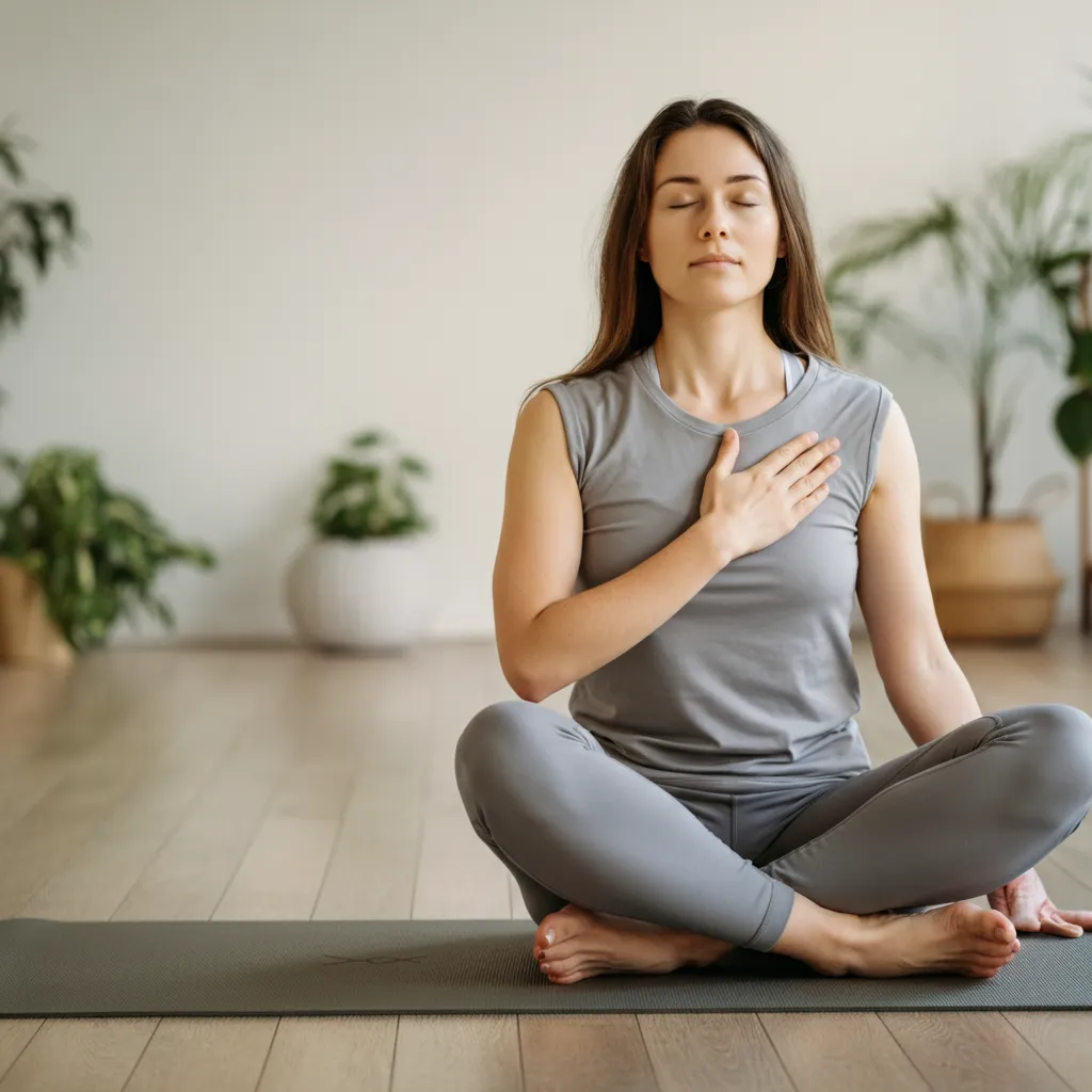 Person practicing body scan meditation to develop emotional awareness and connect with physical sensations.