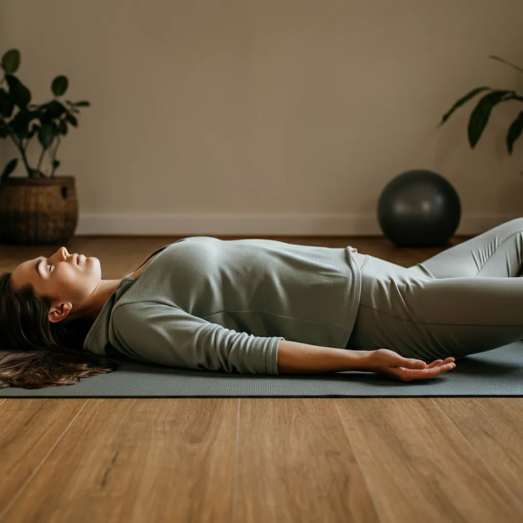 Person practicing body scan meditation in a calm setting.