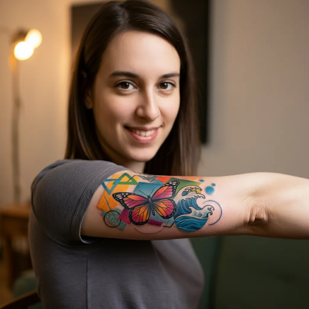 Creative and bold ADHD tattoo designs embracing neurodiversity, featuring vibrant colors, intricate patterns, geometric shapes, abstract art, and nature-inspired elements.