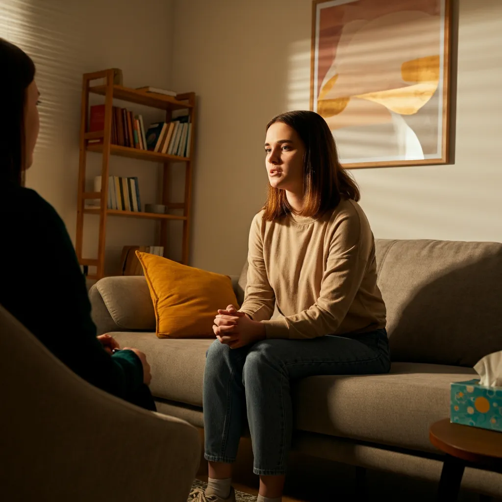 Person undergoing therapy for borderline personality disorder (BPD), highlighting treatment options like DBT and CBT.