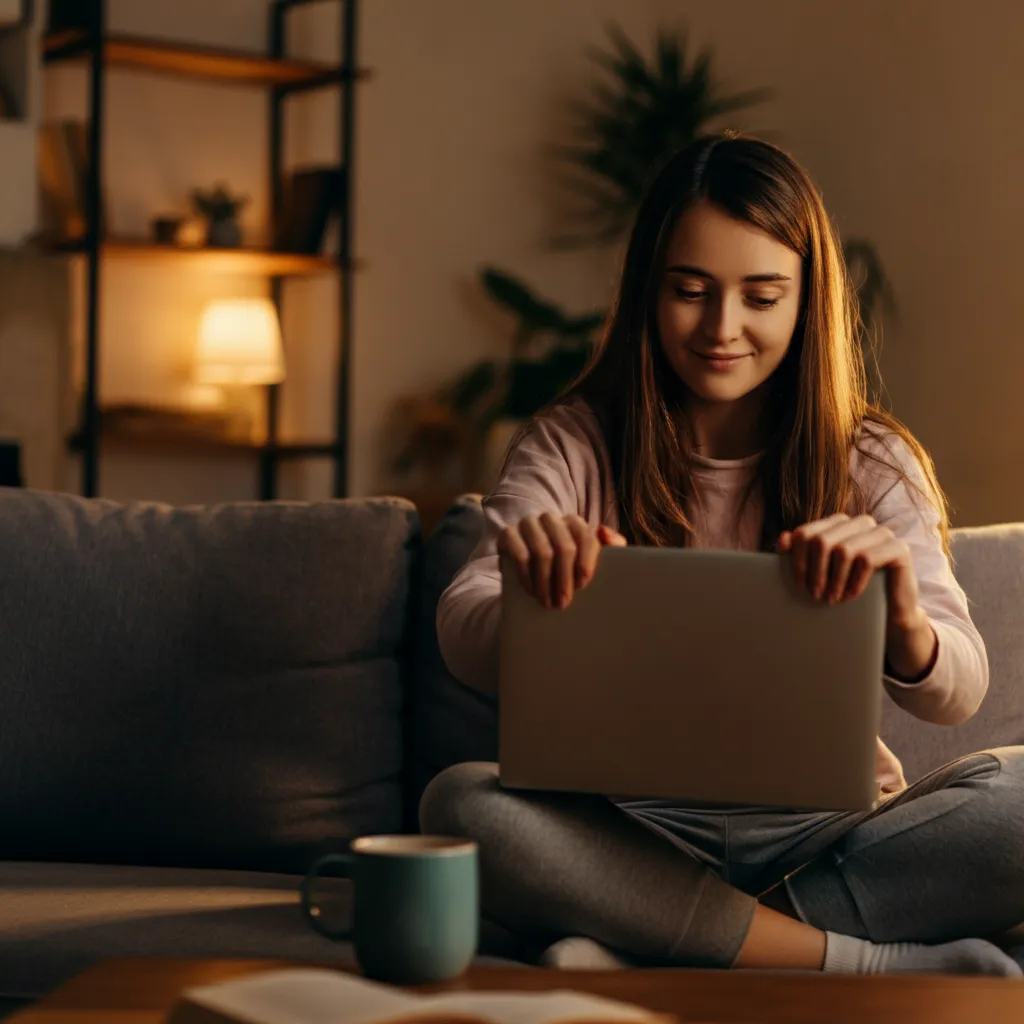 Person putting down their phone and picking up a book, symbolizing breaking the scrolling cycle and engaging in healthier activities.