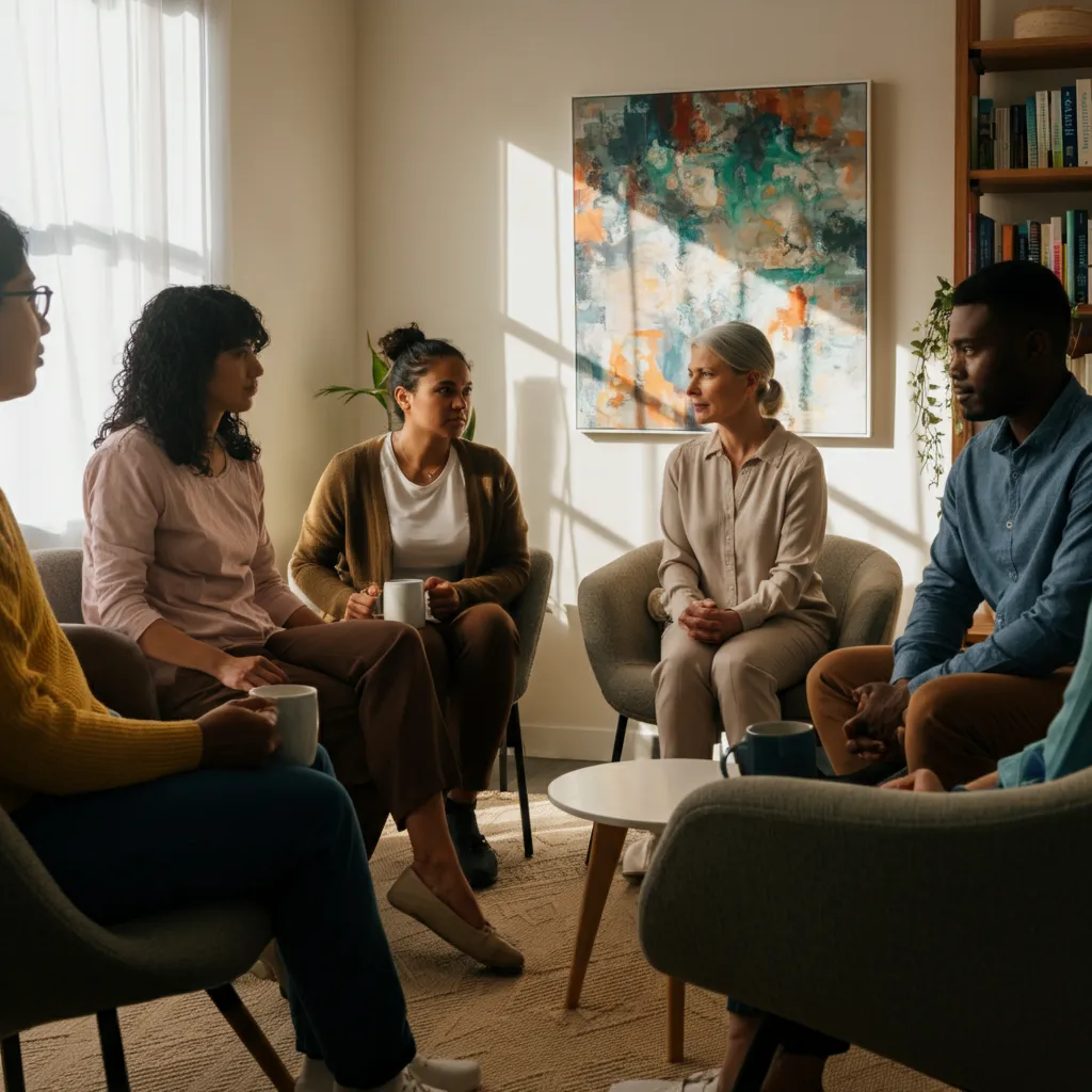 Person building resilience to vicarious trauma by practicing self-care and connecting with a support network.