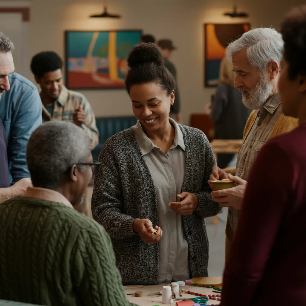 People connecting and supporting each other, representing the importance of community for mental well-being.