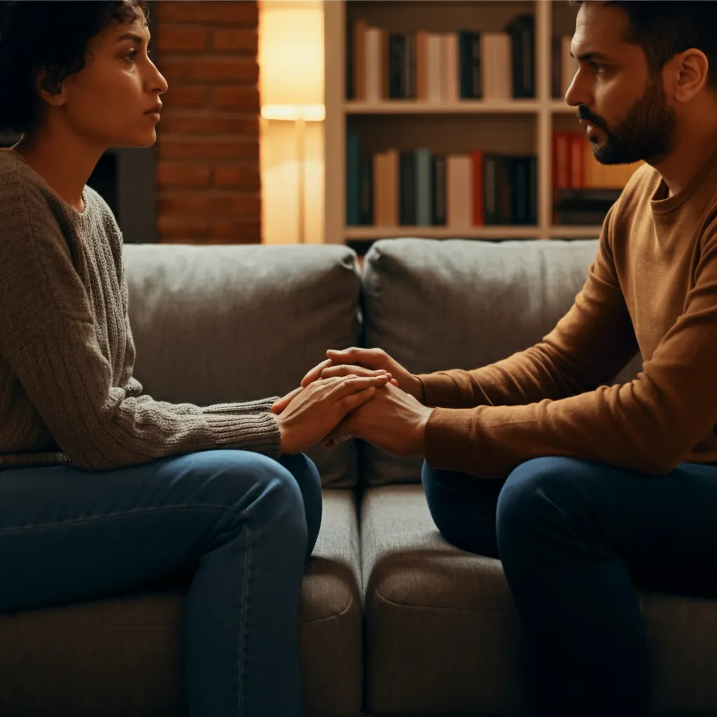 Couple holding hands, symbolizing trust and intimacy in a strong, healthy relationship