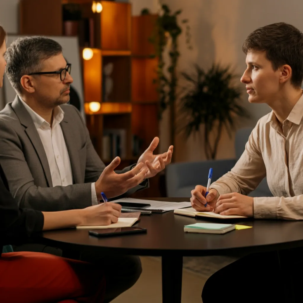 A visual representation of the structure and process of a career coaching session, covering key elements like goal setting, action planning, and progress tracking.