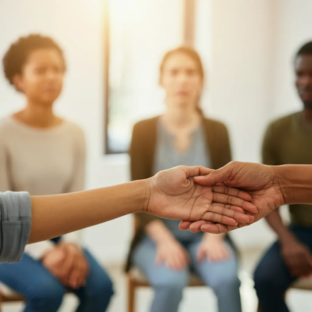 Person reaching out for support, symbolizing hope and recovery from cocaine addiction.