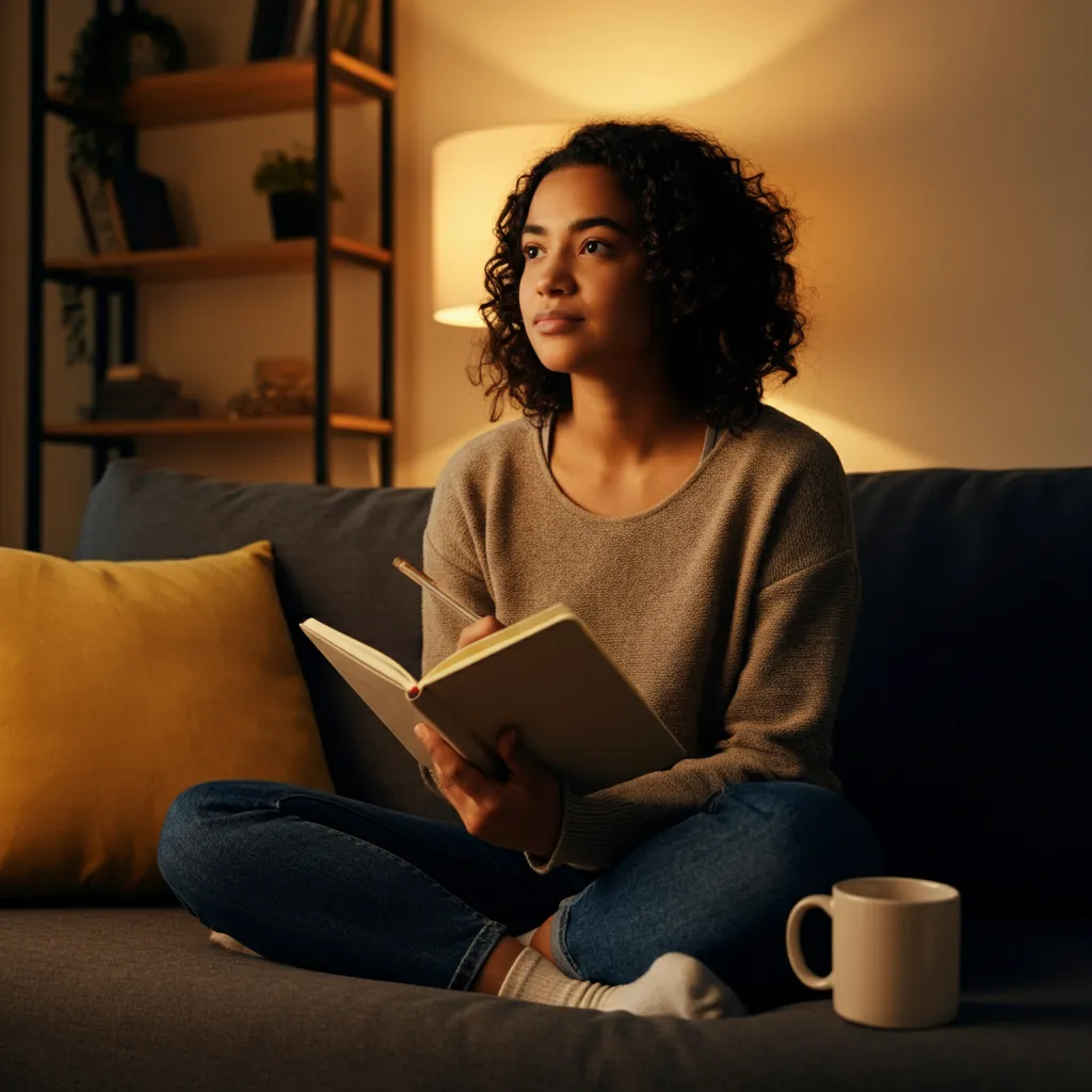 Person expressing their emotions assertively and setting healthy boundaries during a conversation.