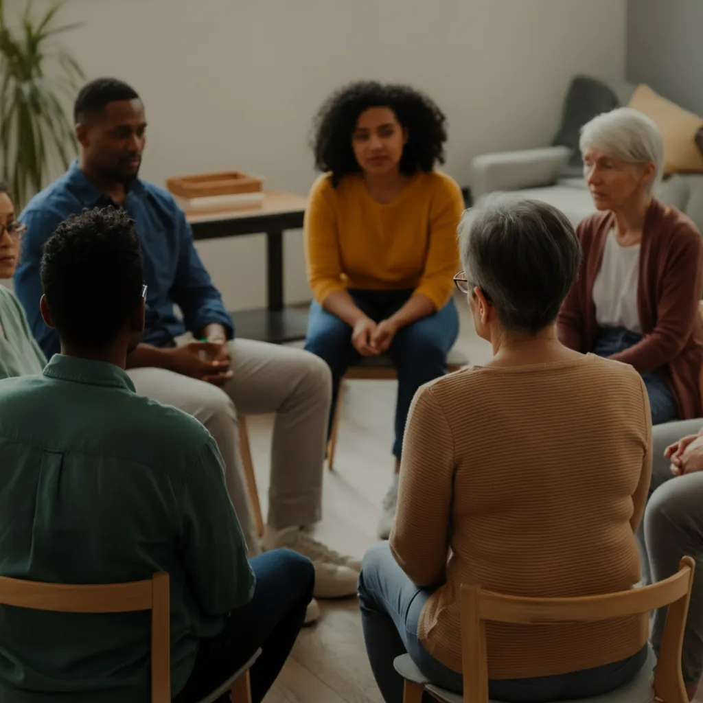 People connecting and supporting each other, representing the importance of support networks for mental health.