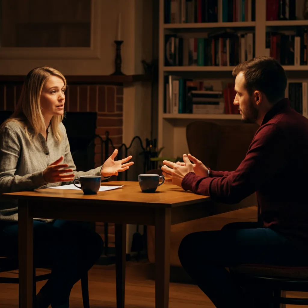 Person calmly and assertively communicating their feelings, demonstrating constructive anger management and healthy conflict resolution techniques.