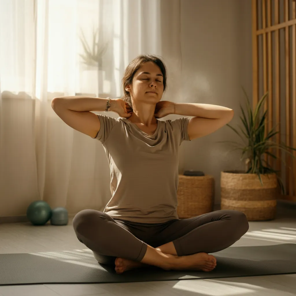 Person practicing yoga and relaxation techniques to manage anxiety chills.