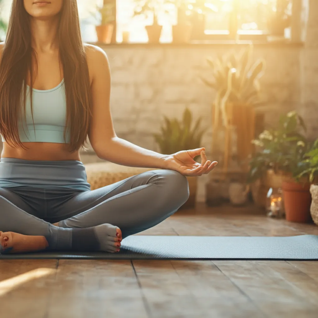 Person practicing mindfulness exercises, stress management techniques, and healthy communication skills to cope with self-defeating behaviors.