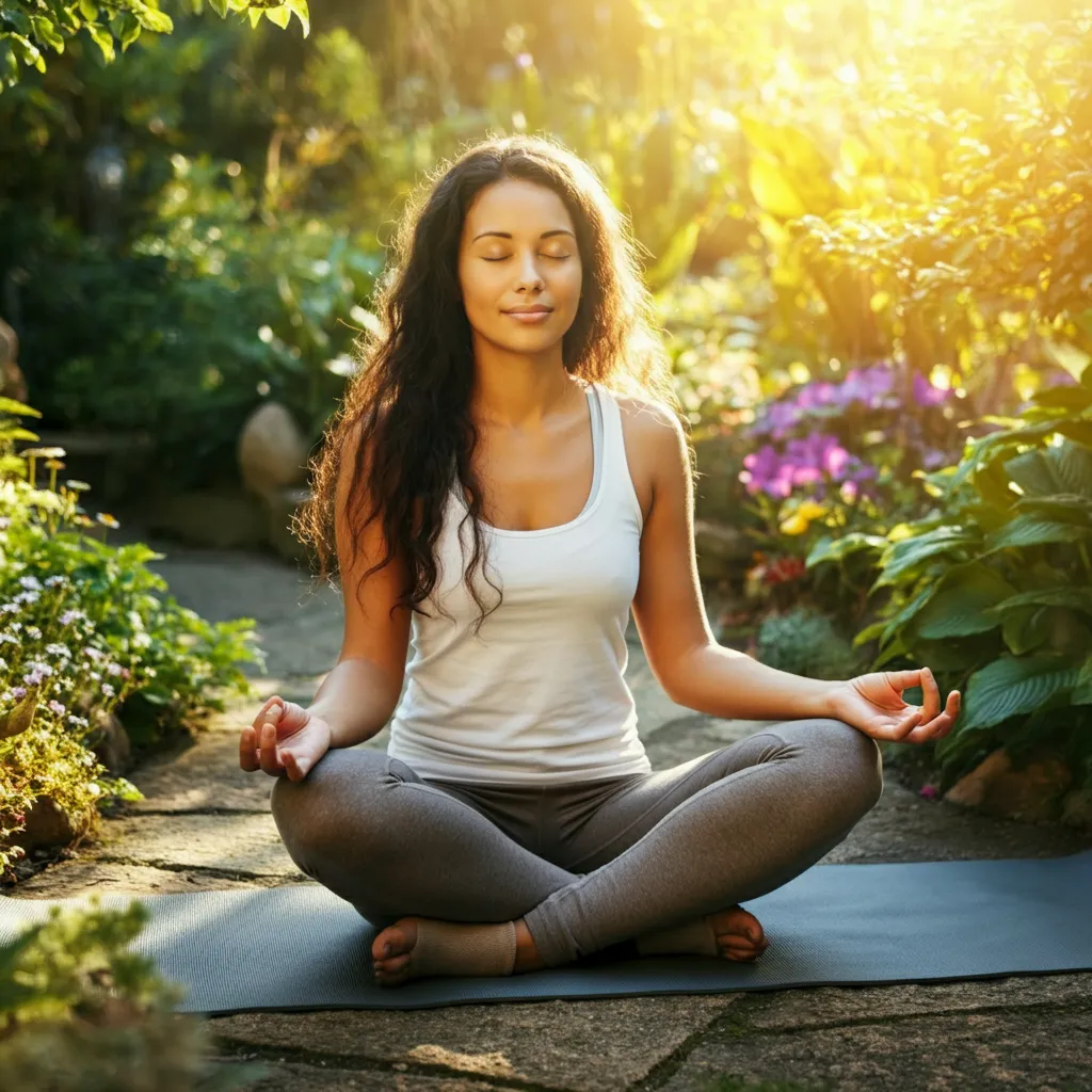 Serene person meditating outdoors, symbolizing coping strategies for spiritual anxiety.