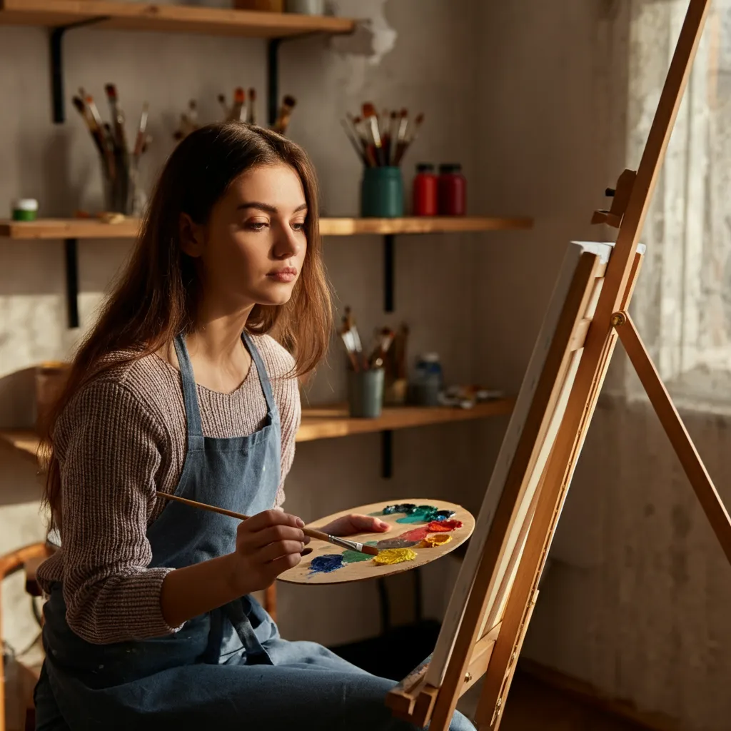 Person painting to express their emotions and improve emotional health through creative expression.