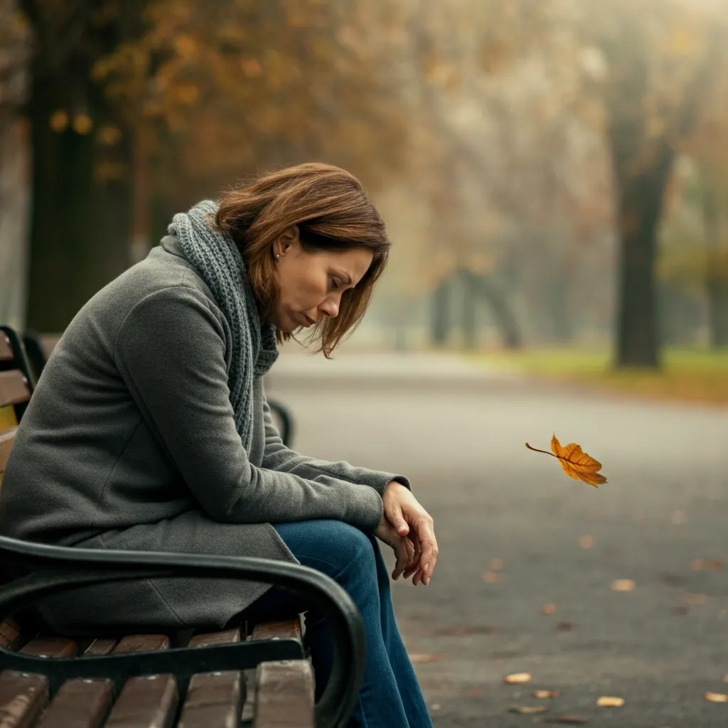 Person experiencing the depression stage of divorce grief, feeling sadness and loss.