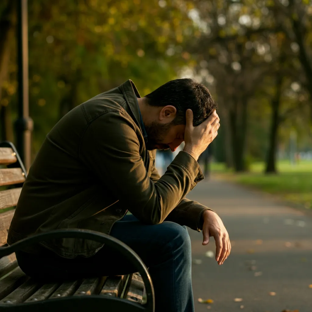 A man experiencing sadness and depression during the divorce process, highlighting the importance of seeking support and acknowledging grief.