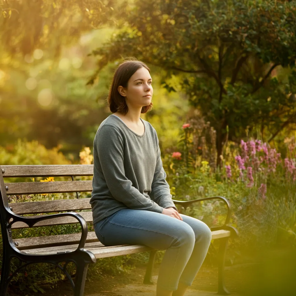 Person looking forward with hope and embracing the future, symbolizing overcoming nostalgia and past sadness.