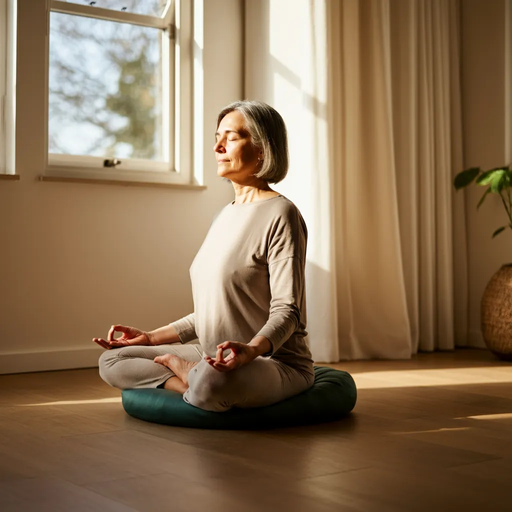 Person practicing grounding techniques to manage emetophobia and panic attacks.