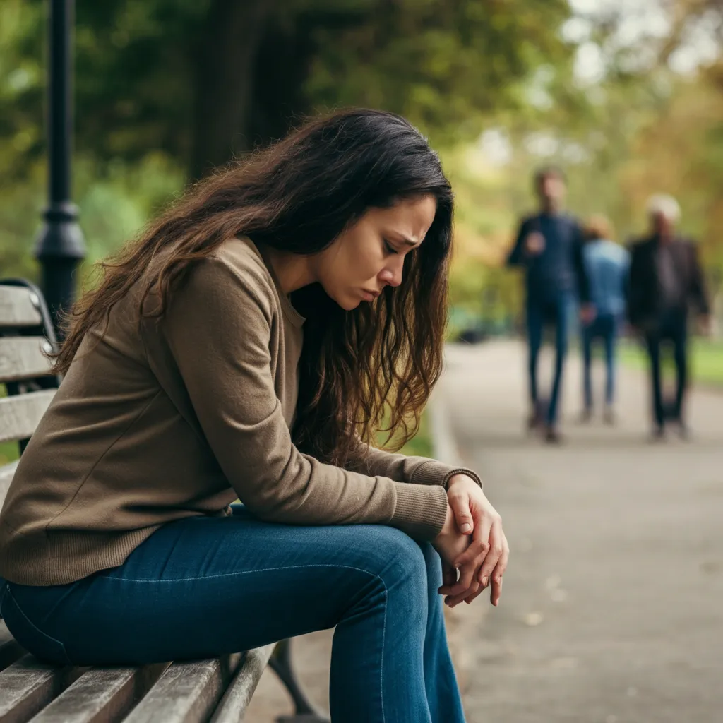 Conceptual image representing emotional abuse through isolation and manipulation, showing a person cut off from support.