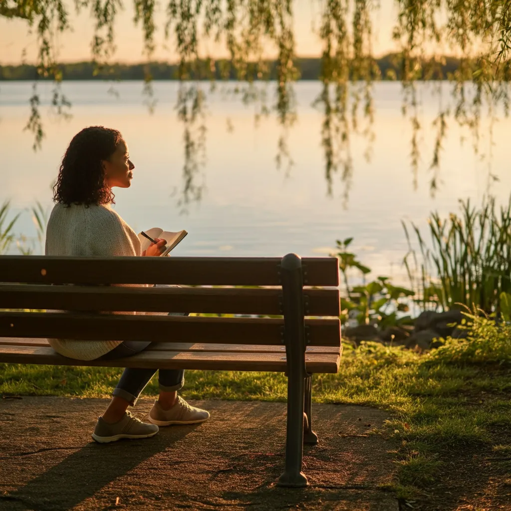 Person reaching acceptance and moving forward in their emotional healing journey.