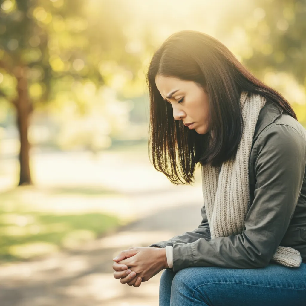 Person feeling sadness and depression, representing stage 4 of emotional healing.