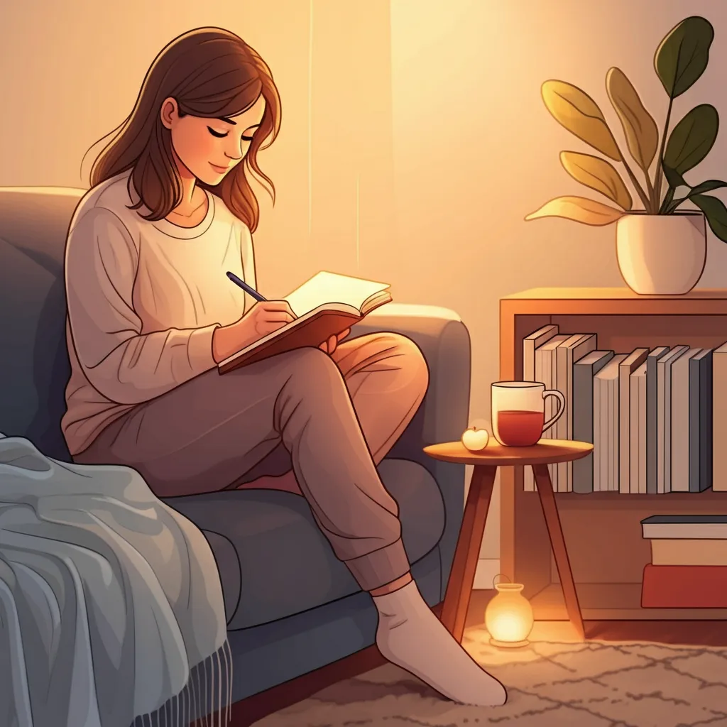 Person practicing self-care activities like mindfulness, exercise, and journaling as part of their emotional healing journey.