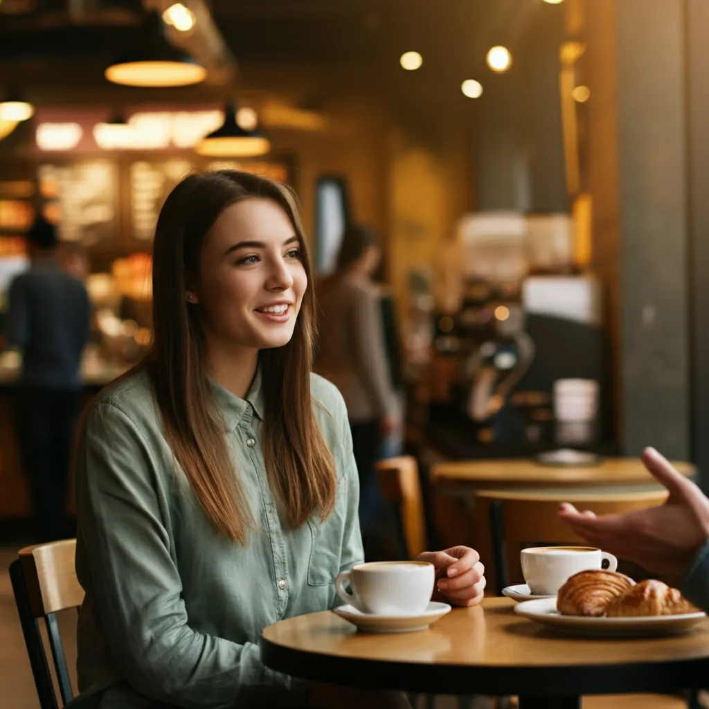 Person happily talking with friends, symbolizing improved social interaction as a sign of anxiety recovery.