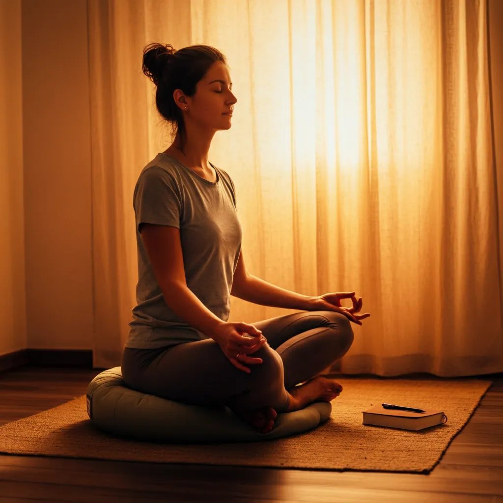 Person meditating peacefully in a calming environment, symbolizing enhanced meditation practices.