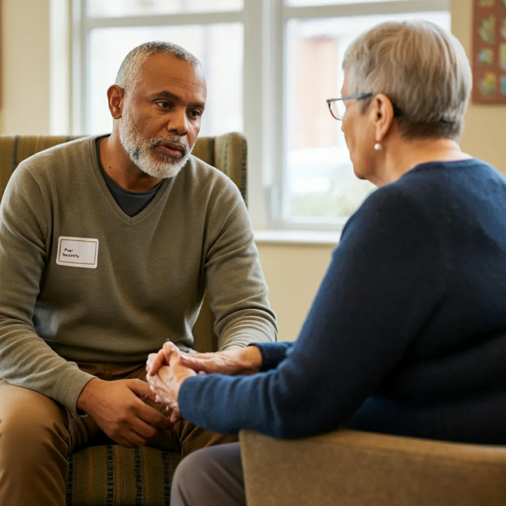 Essential skills and qualities of a peer supporter, including active listening, empathy, communication, and cultural sensitivity, create a safe and supportive environment.