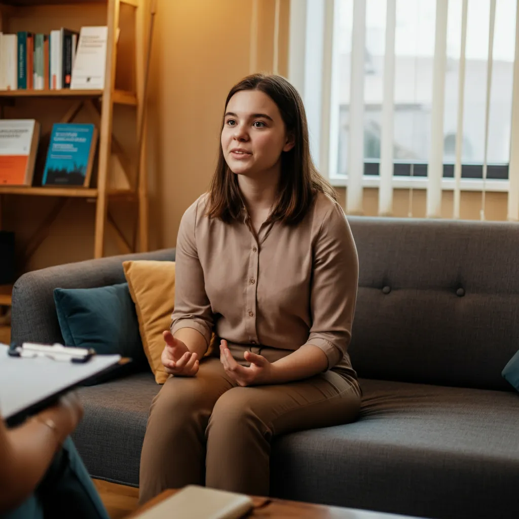 Person talking to a mental health coach, representing the importance of finding the right coach for individual needs and successful mental wellness journey.