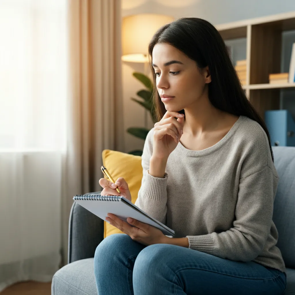 Person contemplating joining a support group to find help and understanding.