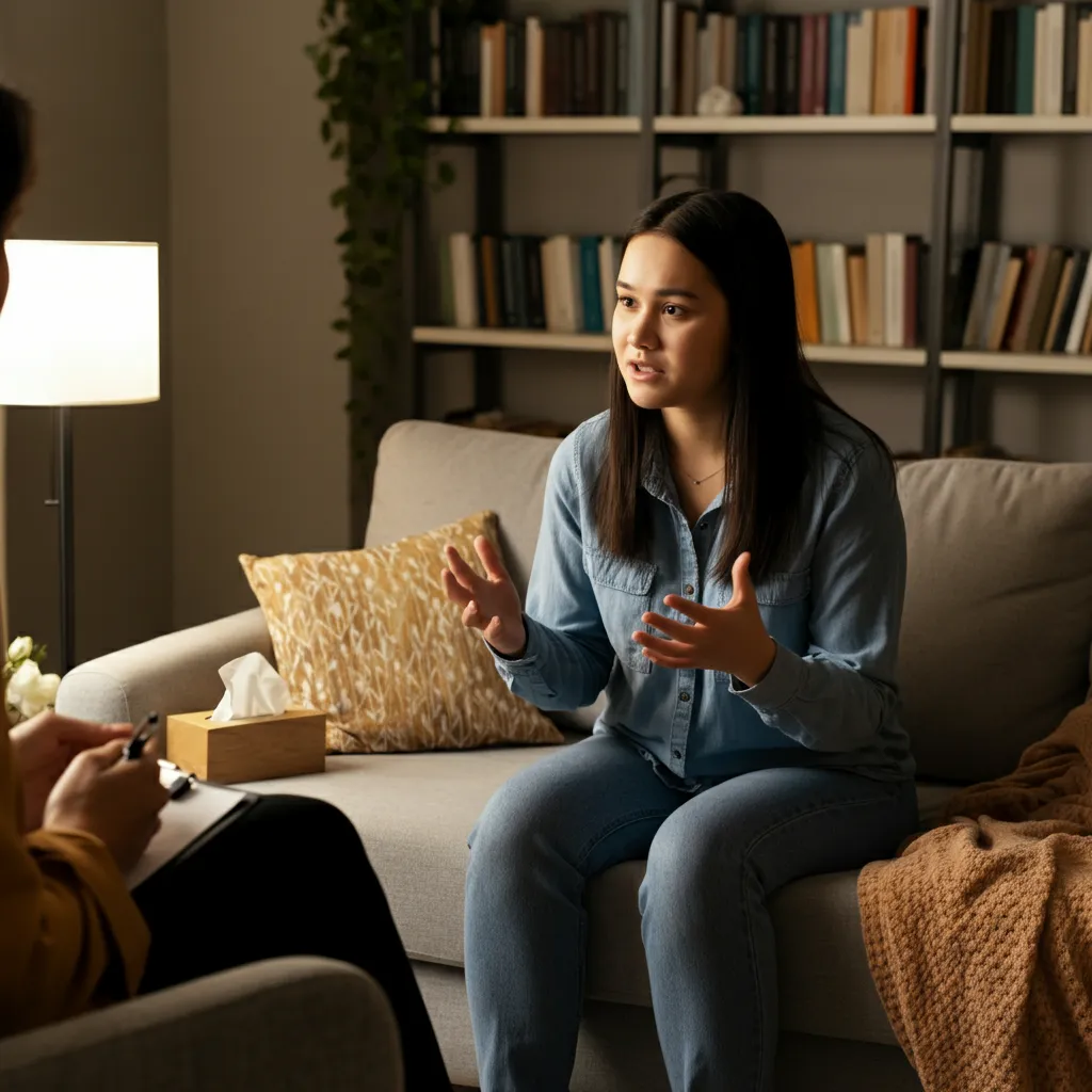 Person looking at a directory of therapists, searching for the perfect mental health support.