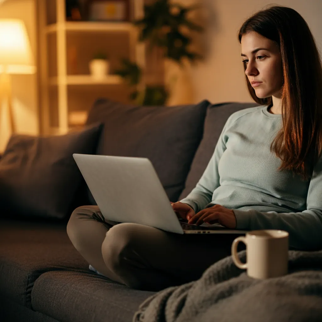 Person using a laptop to find a free borderline personality disorder test online.