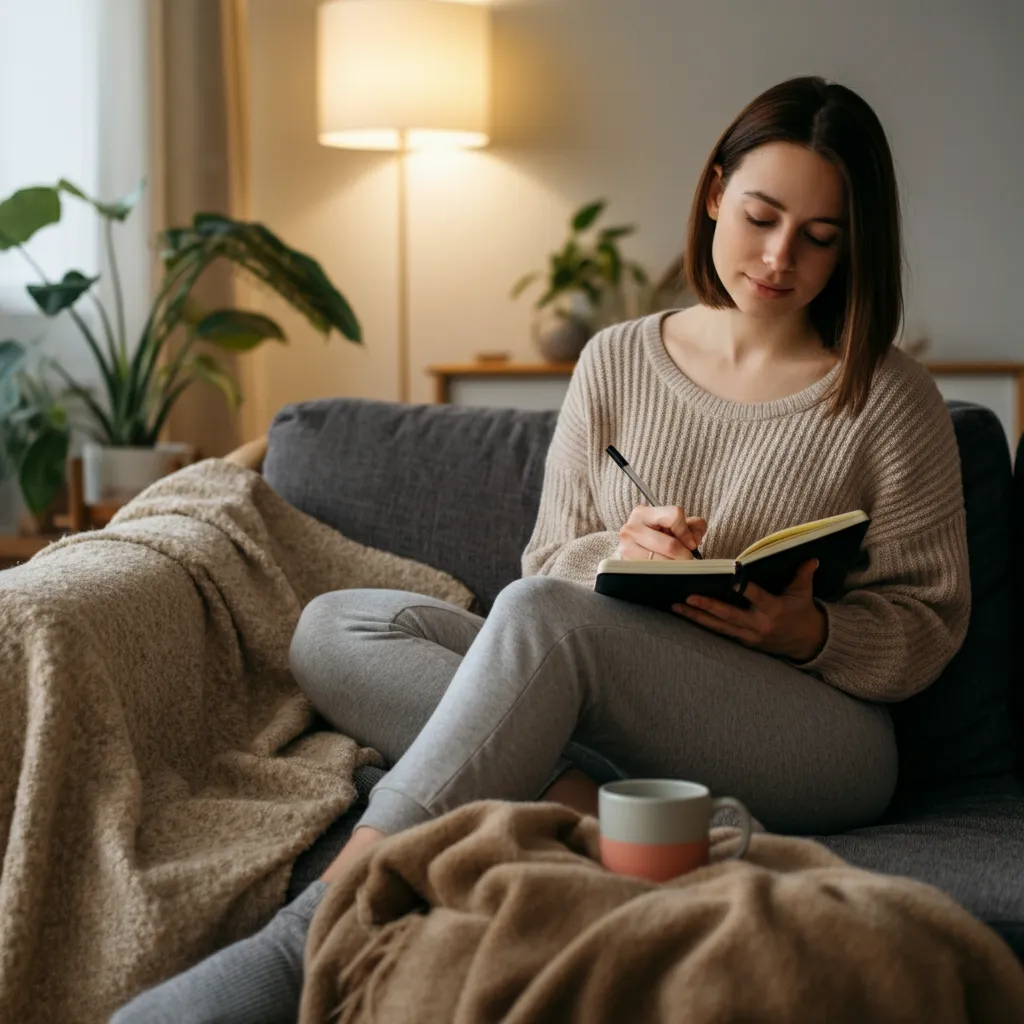 Person practicing self-care through journaling, representing healthy alternatives to trauma dumping.