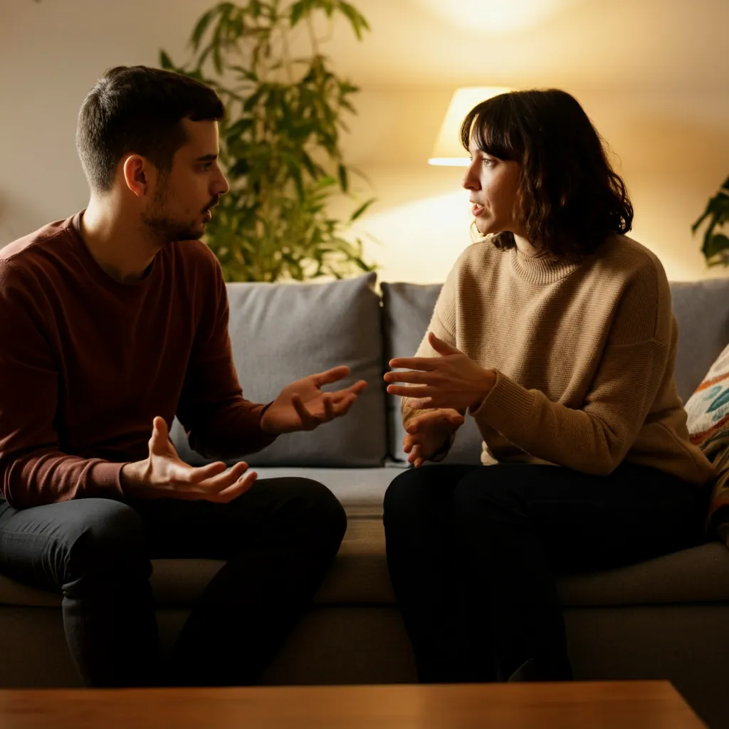 Couple communicating openly and honestly, symbolizing healthy relationship boundaries and mutual respect.