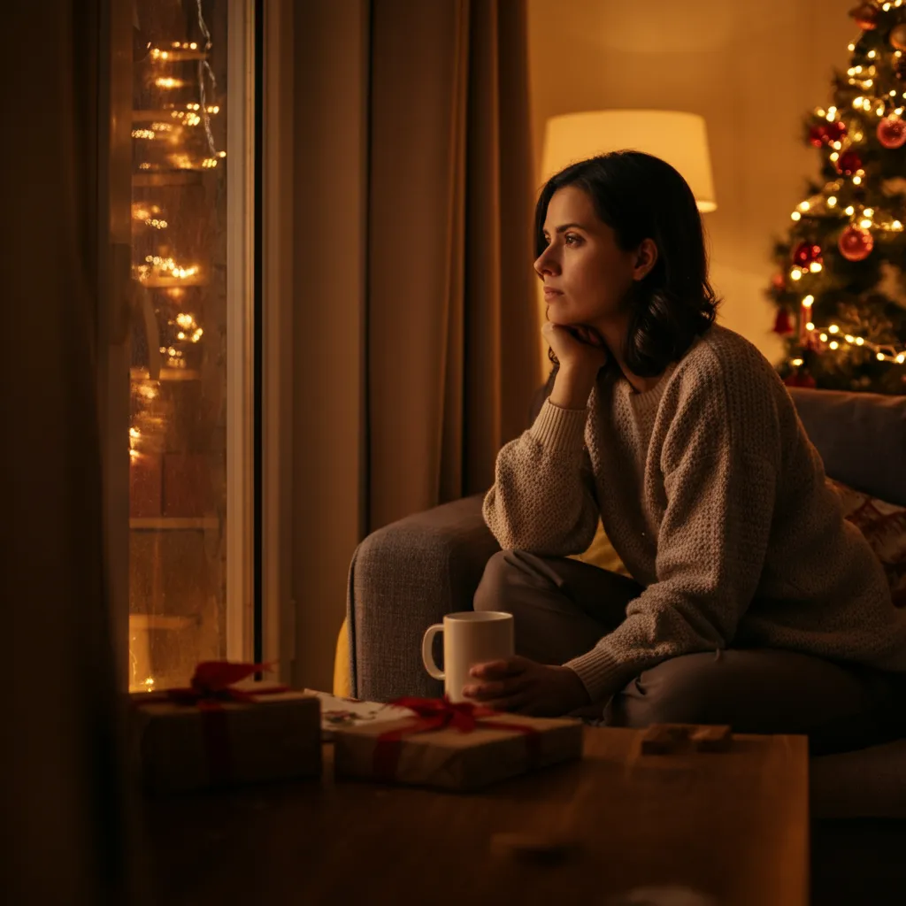 Person feeling stressed during the holidays. Learn how to manage holiday anxiety and find peace with our expert tips and resources.